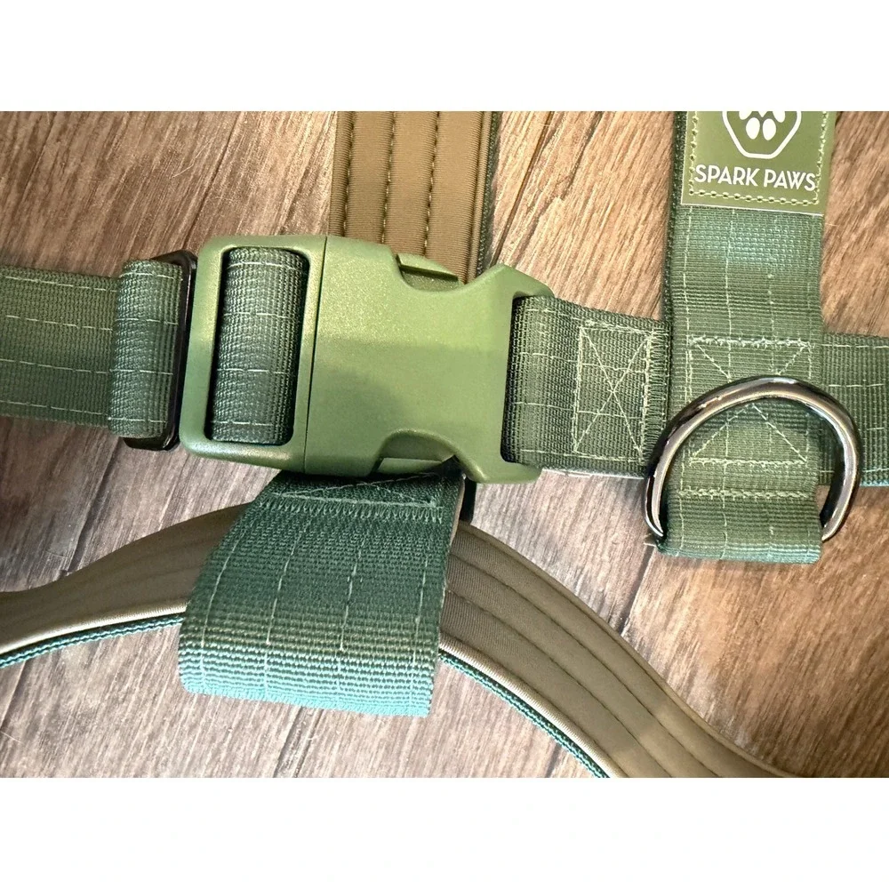 Spark Paws Comfort Control Dog Harness Sage Green Tan Padded Adjustable‎ No-Pull
